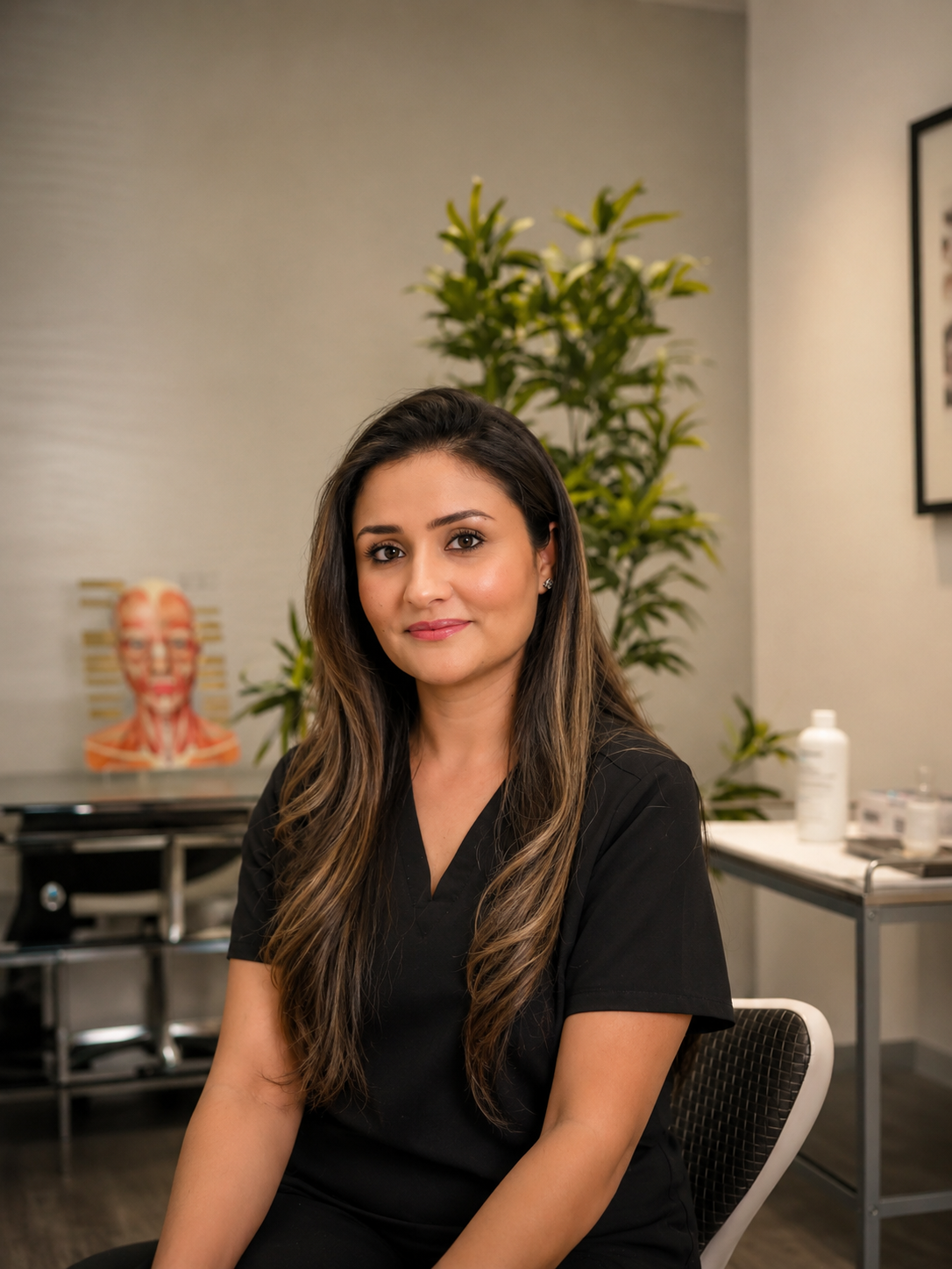 A woman in a calm consulting room at Aarva, a doctor-led private practice in Sutton Coldfield