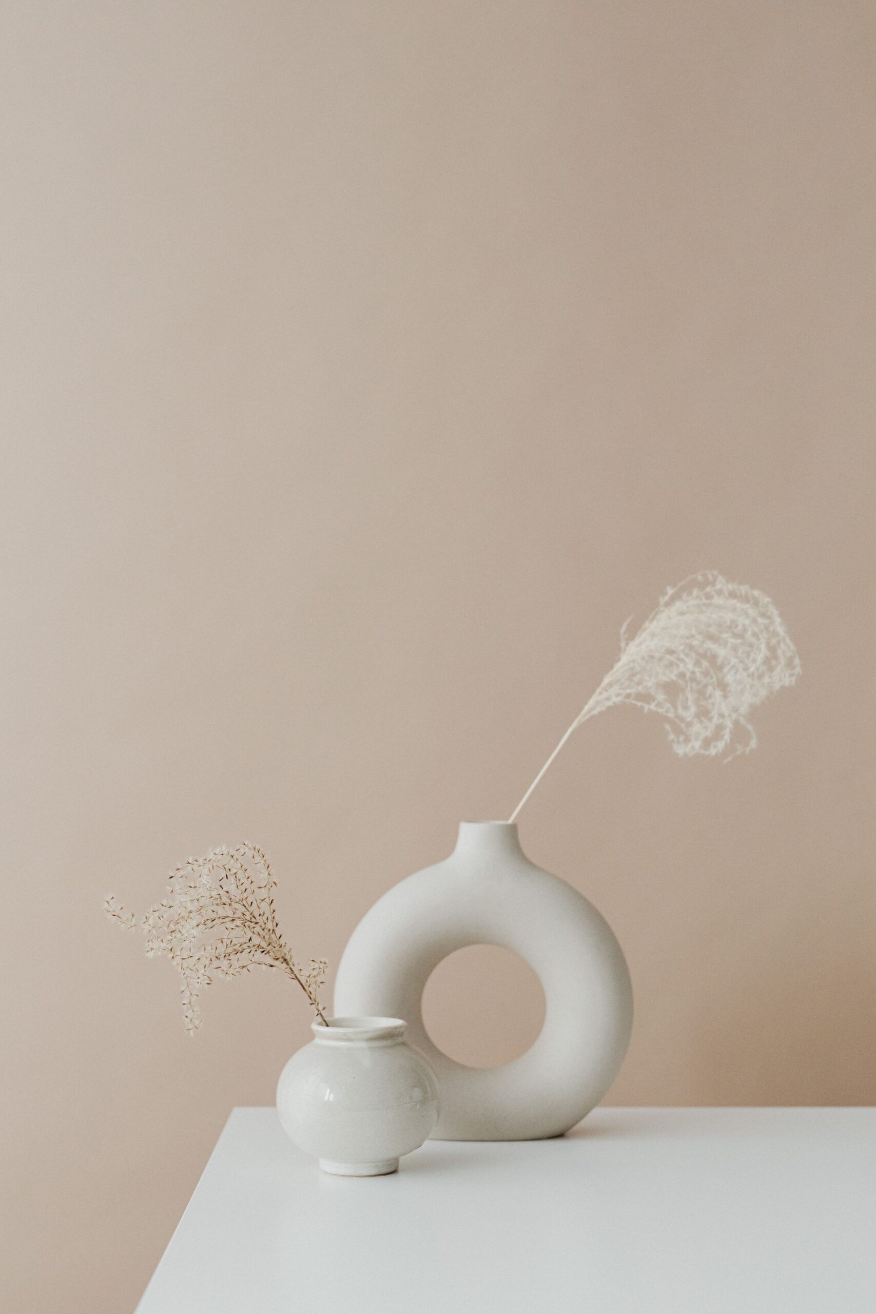 Pampas grass in a white vase